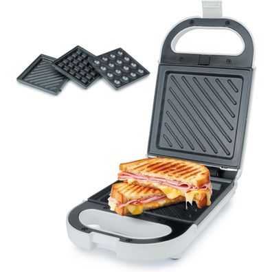 KORONA 3-in-1 Sandwichmaker mit Wechselplatten für Sandwiches Waffeln und Grillen