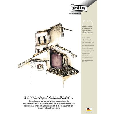 Folia 8353 Schul-Aquarellblock 150 g/qm DIN A3 weiß 10 Blatt(T)