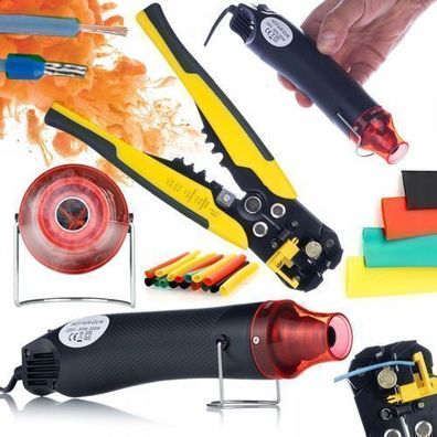 Rosfix Set Heißluftgebläse 300W + Abisolierzange + Schrumpfschlauch 164 Stk