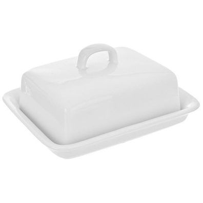 Butterdose aus weißer Keramik