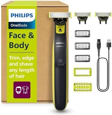 Philips OneBlade 360 Face & Body Electric Shaver, Trimmer & Body Groomer, 3 x 360 Bla