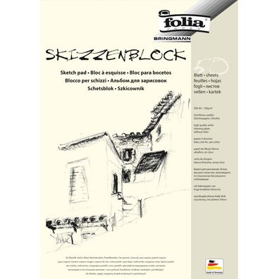 Folia 8304 Skizzenblock - A4, 120 g/qm, 50 Blatt