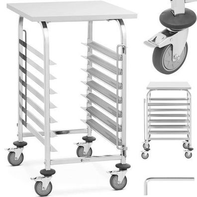 Servierwagen mit Ablage für 7 Tabletts (60 x 60 cm)