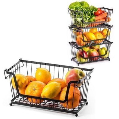 Obst- und Gemüsekorb aus schwarzem Metall