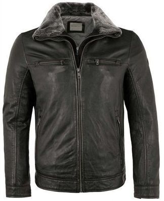Bugatti - Herren Lederjacke Lammnappa schwarz