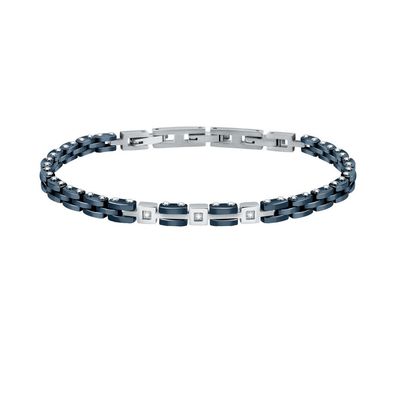 Timeless men´s bicolor bracelet with diamonds SAUK04
