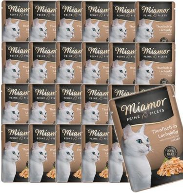 MIAMOR Filets Thunfisch in Lachsgelee, Nassfutter für Katzen, 24 x 100 g