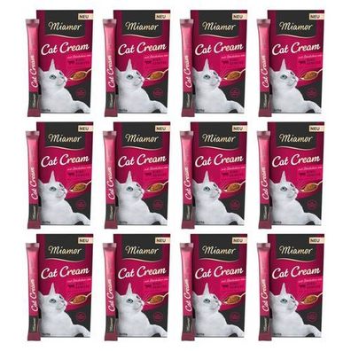 MIAMOR Cremige Katzenleckerei: Creme-Pasta mit Rindfleisch und Gemüse, 60 x 15 g