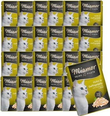 MIAMOR Feine Filets Hühner-Geflügel-Gelee (24 x 100 g) - Nassfutter für Katzen