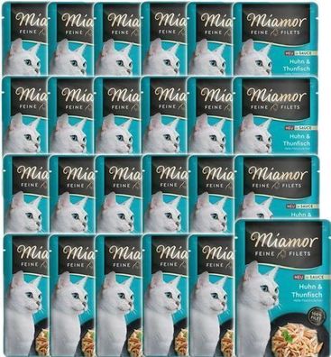 Miamor Feine Filets – Hühnchen mit Thunfisch in Sauce, Nassfutter für Katzen, 24 × 10