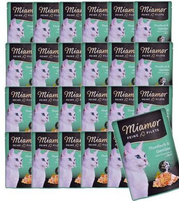 MIAMOR Feine Filets Thunfisch mit Gemüse, Nassfutter für Katzen, 24 x 100 g