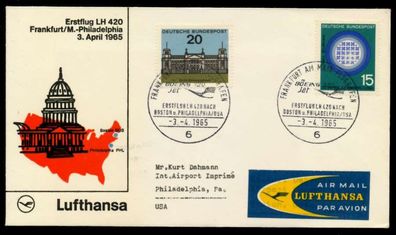 Erstflugbeleg Nr LH 420 Lufthansa BRIEF MIF X8B4B2E