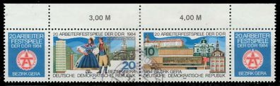 DDR Zusammendruck Nr WZd597 + ZF gestempelt 4ER STR ORA X1885BE