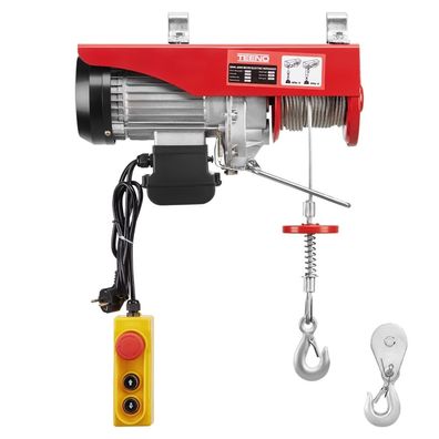 TEENO Elektrische Seilwinde 300-600kg 12m Hubhöhe 1200W mit Kabelfernbedienung