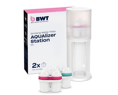 BWT AQUAlizer Station Tischwasserfilter mit Glaskaraffe Trinkwasserfilter