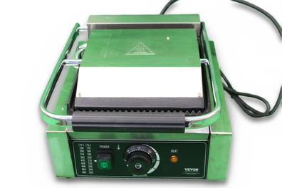 VEVOR Panini-Grill 1,8 kW Sandwichmaker Edelstahl 23x23 cm Grillplatte