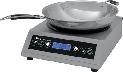SARO Induktions-Wokkochfeld LOUISA 3,5 kW 10 Heizstufen Timer Edelstahl