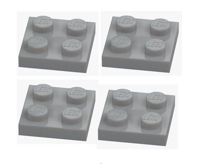 LEGO 4x Platte 2x2 Hellgrau Medium Stone Grey 3022 4211397 Plate Neu