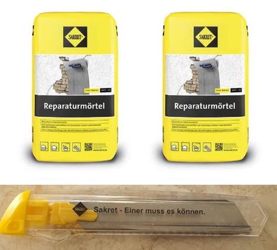 SAKRET Reparaturmörtel RM 2x10 kg + Cuttermesser grau