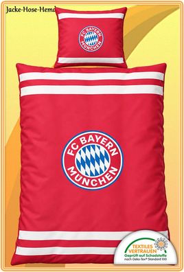 Bettwäsche FC Bayern München Baumwolle Streifen Logo Wappen FCB Gr. 135x200cm NEU