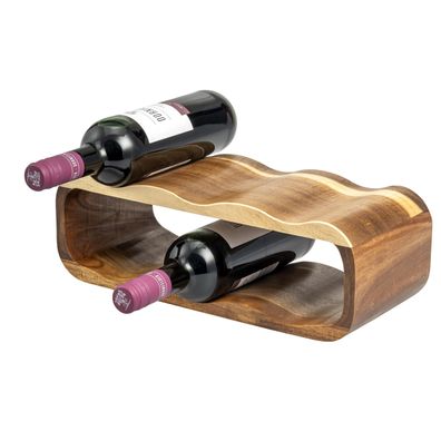 eluno Weinregal für 6 Flaschen, Flaschenregal aus Akazienholz, 38 x 12,5 x 16 cm