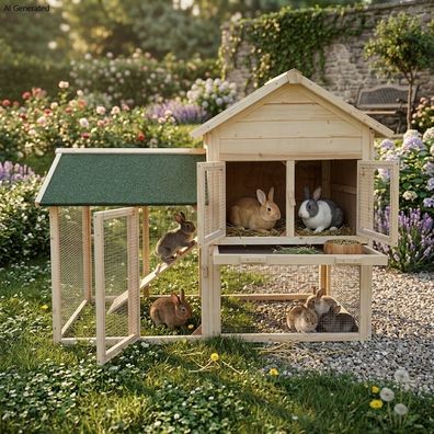Hasenstall BUNNY DELUXE Kleintiergehege Kaninchenstall Käfig Hase Stall Gehege