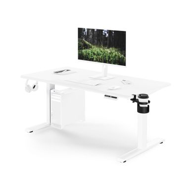 Ergonomischer, höhenverstellbarer Schreibtisch, weiß: 140 x 70 cm: ARIA