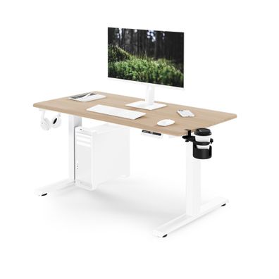 Ergonomischer, höhenverstellbarer Schreibtisch, weiß/Sonoma-Eiche: 120 x 60 cm: ARIA