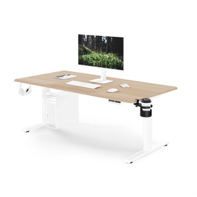 Ergonomischer, höhenverstellbarer Schreibtisch, weiß/Sonoma-Eiche: 160 x 80 cm: ARIA