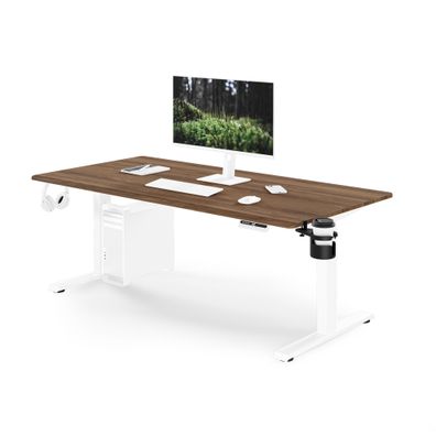Ergonomischer, höhenverstellbarer Schreibtisch, weiß/Nussbaum: 160 x 80 cm: ARIA