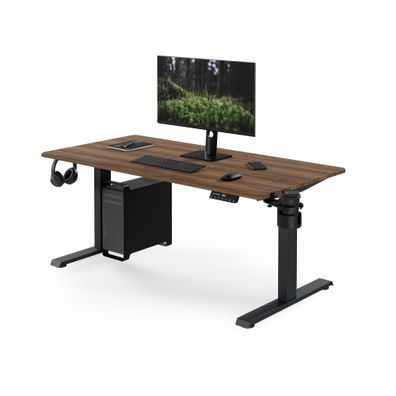Ergonomischer, höhenverstellbarer Schreibtisch, anthrazit/Nussbaum: 140 x 70 cm: ARIA