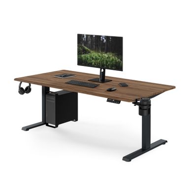 Ergonomischer, höhenverstellbarer Schreibtisch, anthrazit/Nussbaum: 160 x 80 cm: ARIA