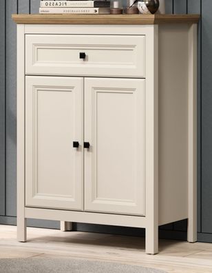 Flur Kommode Schuhschrank Kaschmir und Eiche Landhaus mit Soft-Close 70 x 98 cm Cozy