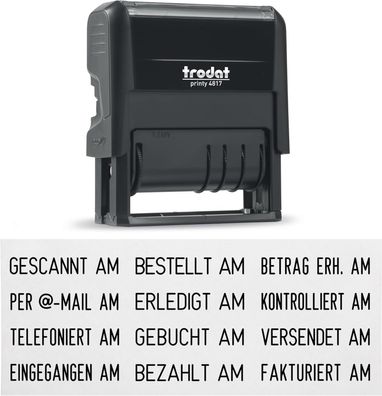 Trodat Printy 4.0 4817 Datumstempel mit Wortband, Deutsch, Schwarz, 12 Office-Texte z