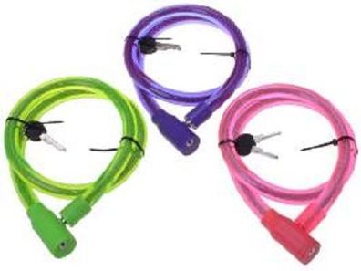Fahrrad Spiralkabelschloss Stahlseil PVC ABS GRÜN Länge 100 cm Breite18 mm 2 Schlü