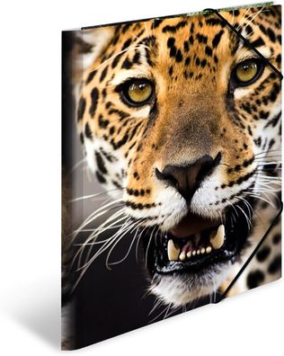 HERMA Sammelmappe A4 Leopard, Kinder Eckspanner-Mappe aus Kunststoff mit Tier Motiv,