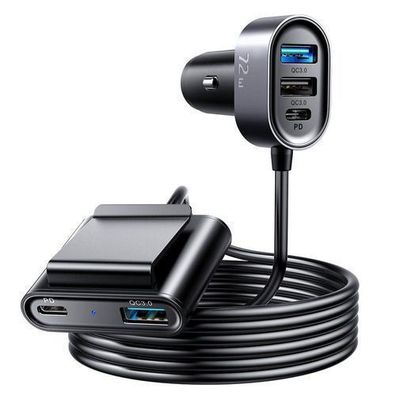 Joyroom 72W Auto Ladegerät: Dual PD & QC3.0 Anschlüsse, 1,5m Kabel, Schwarz (Mod