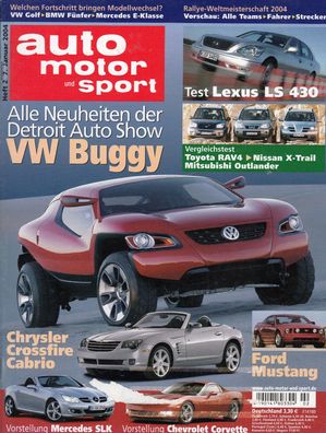 auto motor und sport 2 / 2004 - VW Buggy, Lexus, Ford Mustang, Chrysler, SLK