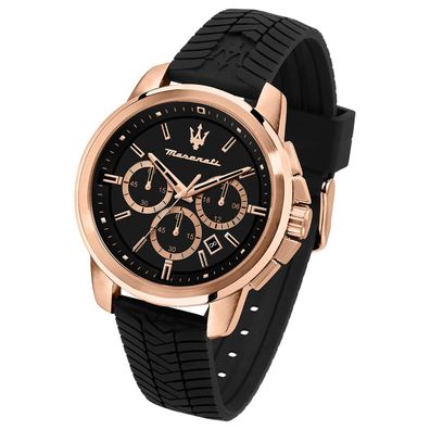 Maserati Silikon Armband-Uhr Chronograph Successo Herren schwarz UMAR8871621012