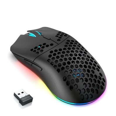 T66 PC Gaming Maus, BT/2.4G Wireless/Wired, Leicht, Macro Program, RGB Light, 650mAh