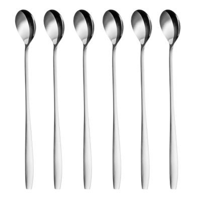 Latte Macchiato Löffel Set, Silber, 6-teilig, 22 cm