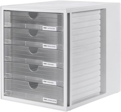 HAN Schubladenbox Systembox mit 5 geschlossenen Schubladen, Schreibtisch oder im Schr