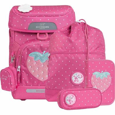 Beckmann Schulranzen Plus Air Set 6tlg. Strawberry rose Erdbeere Schulrucksack