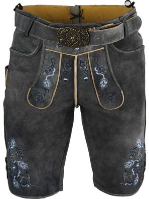 Lederhose Tutensee taupe blau