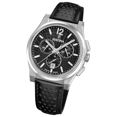 Festina Herrenuhr Swiss Made Armbanduhr Leder schwarz UF20060/4