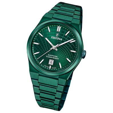 Festina Herrenuhr Swiss Made Armbanduhr Edelstahl grün UF20079/1