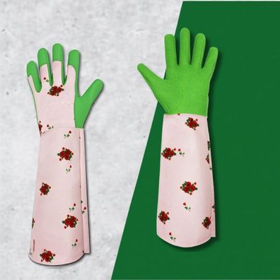 Rosenhandschuhe Gartenhandschuh Rosen lange Stulpe Dornenschutz Damen grün - L