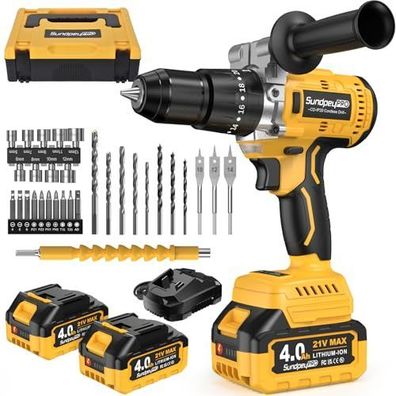 Akku-Schlagbohrschrauber 21 V Brushless, 120 Nm, 2 Akkus und 35 Zubehörteile