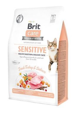 Brit Care Cat Sensitive Grain-Free Trockenfutter Pute & Lachs für Katzen 2kg