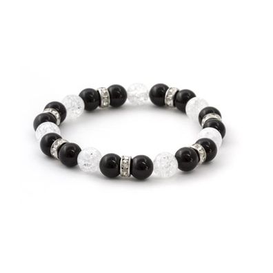 Perlenarmband aus Onyx und Kristall MINK74 / 18